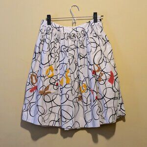 Maeve Anthropologie Pleated Full Skirt with Artistic Design | size 0
